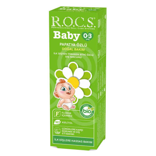 ROCS Baby 0-3 Yaş Papatya Özlü Yutulabilen Diş Macunu 35ml. - ROCS