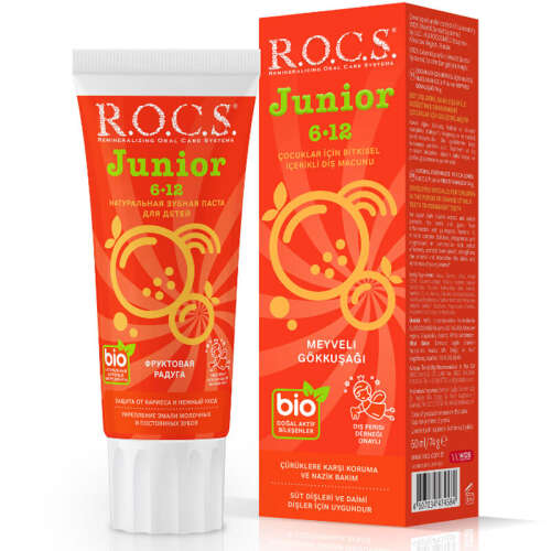 Rocs Junior 6-12 Yaş Çocuklar için Diş Macunu ( Meyveli Gökkuşağı ) 60 ml - 1