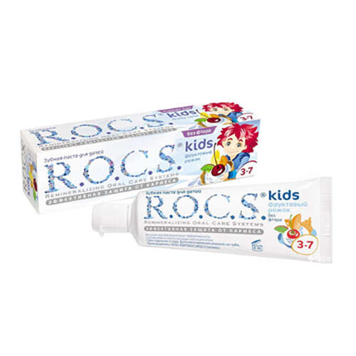ROCS Kids 3-7 Yaş Meyveli Çocuk Diş Macunu (Meyve külahı) 35ml. - ROCS