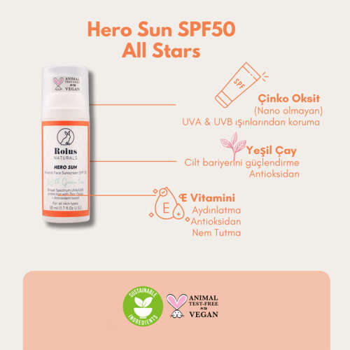 Roius Naturals Hero Sun Mineral Spf50+ Face Sunscreen 50 ml - 4