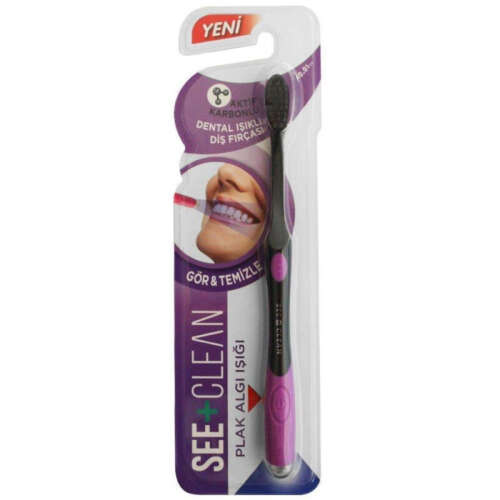 See Clean Plak Algılayıcı Diş Fırçası - Pembe - See+Clean