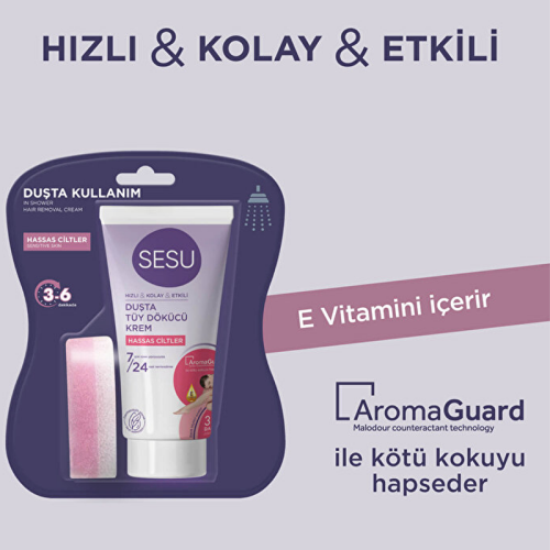 Sesu Duşta Tüy Dökücü Krem Hassas 150 ml - Sesu