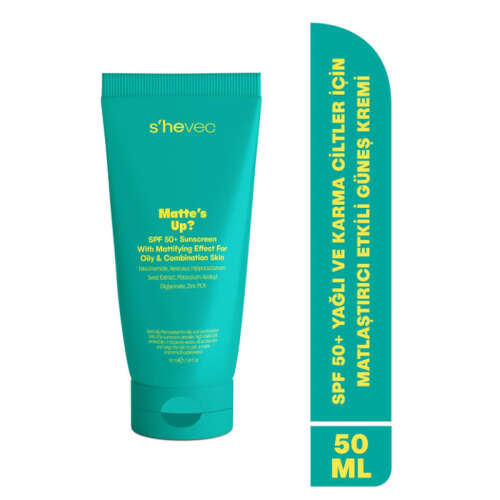 She Vec Matte's SPF50+ Yağlı ve Karma Ciltler için Matlaştırıcı Etkili Güneş Kremi 50 ml - 2