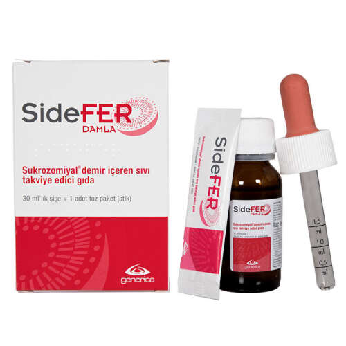 SideFer Damla Takviye Edici Gıda 30ml Şişe + 1 Adet Toz - Sidefer