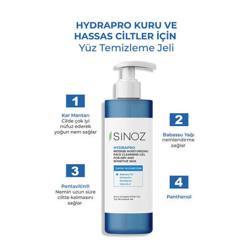Sinoz Hydrapro Kuru ve Hassas Ciltler İçin Yüz Temizleme Jeli 400 ml - 3