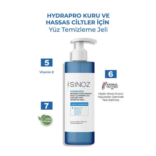 Sinoz Hydrapro Kuru ve Hassas Ciltler İçin Yüz Temizleme Jeli 400 ml - 4