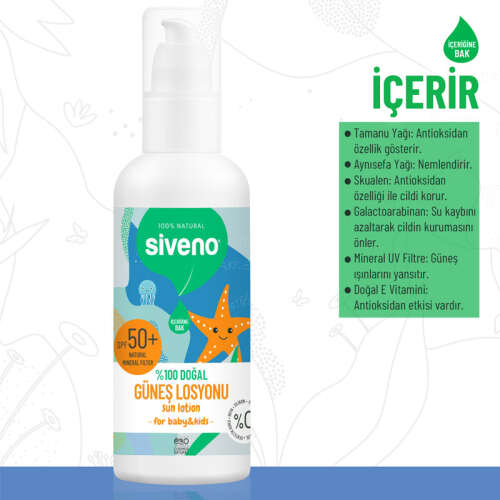 Siveno Bebek ve Çocuklar için %100 Doğal Güneş Losyonu 100 ml - 3