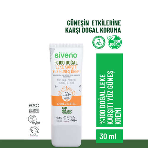 Siveno %100 Doğal Leke Karşıtı Spf 50 Yüz Güneş Kremi 30 ml - 4