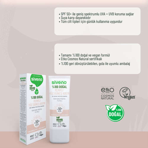 Siveno %100 Doğal Renkli Yüz Güneş Kremi 30 ml - 4