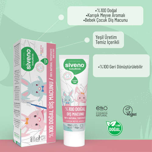 Siveno Bebek ve Çocuklar İçin Diş Macunu 50 ml - Karışık Meyve Aromalı - 6