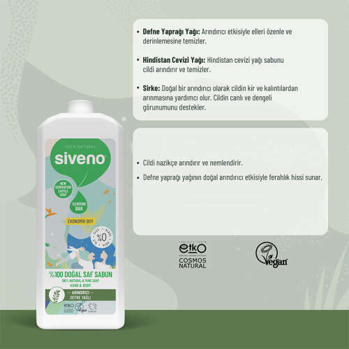 Siveno Defne Yağlı Doğal Sıvı Sabun 1L - 4