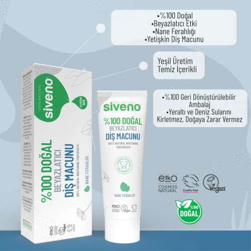 Siveno Doğal Diş Macunu Beyazlatıcı Nane Ferahlığı Florürsüz 65gr - 7