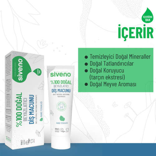 Siveno Doğal Diş Macunu Beyazlatıcı Nane Ferahlığı Florürsüz 65gr - 6