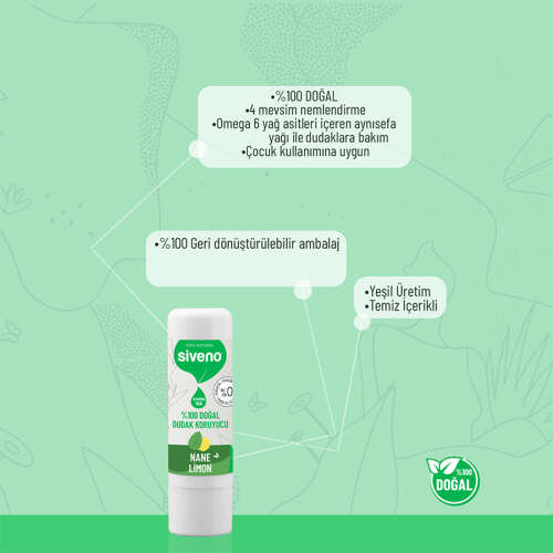 Siveno Doğal Dudak Koruyucu Nane ve Limon 6 gr - 5