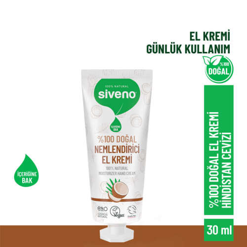 Siveno Doğal El ve Vücut Kremi Hindistan Cevizi Avokado Yoğun Nemlendirici Vegan 30 ml - 3