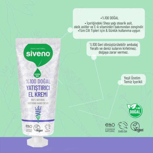 Siveno Doğal El ve Vücut Kremi Lavanta Yoğun Nemlendirici Vegan 30 ml - 4