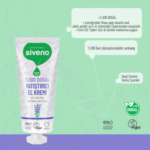 Siveno Doğal El ve Vücut Kremi Lavanta Yoğun Nemlendirici Vegan 30 ml - 5