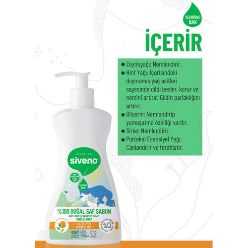 Siveno El ve Vücut İçin Portakal Yağlı Doğal Sıvı Sabun 300 ml - 2