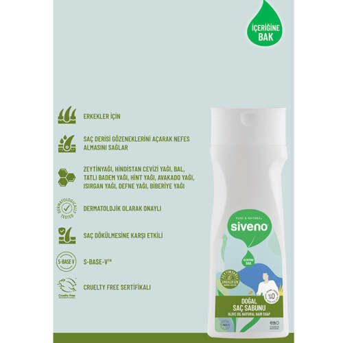 Siveno Zeytinyağlı Doğal Saç Sabunu Erkekler için 300 ml - 3