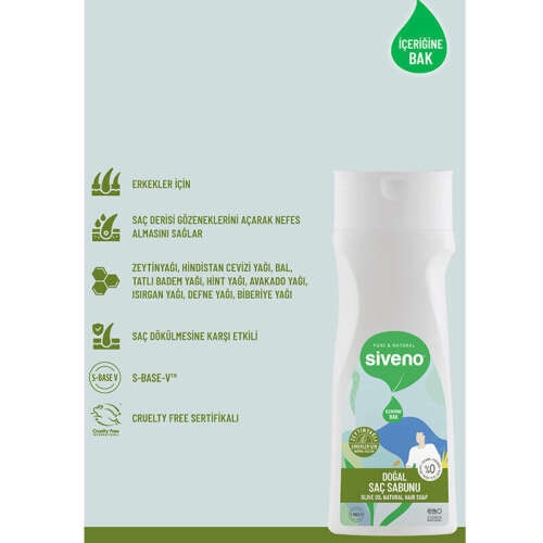 Siveno Zeytinyağlı Doğal Saç Sabunu Erkekler için 300 ml - Siveno