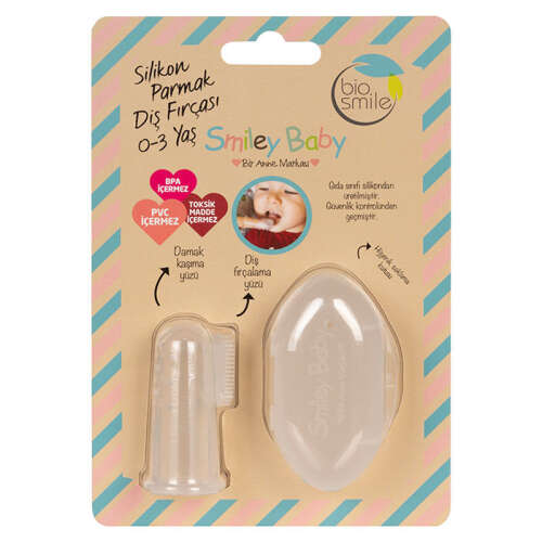 Smiley Baby Silikon Parmak Fırça - Şeffaf - BioSmile