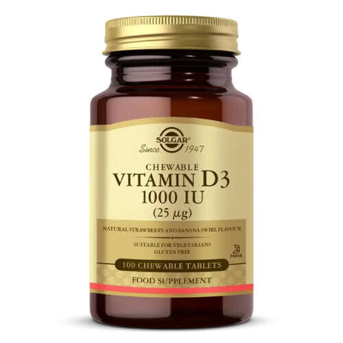 Solgar Vitamin D3 1000 IU 100 Çiğnenebilir Tablet - Solgar