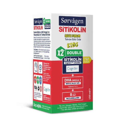 Sorvagen Kids Sitikolin DHA Omega 3 ve B12 Takviye Edici Gıda 150 ml - Sorvagen