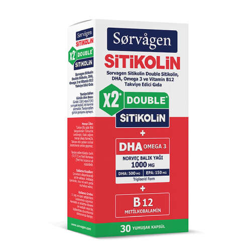 Sorvagen Smart Double Sitikolin DHA Omega 3 ve B12 30 Kapsül - Sorvagen
