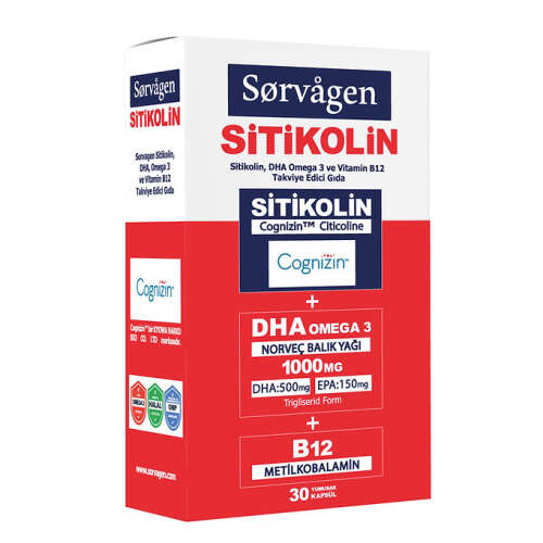 Sorvagen Sitikolin DHA Omega 3 ve B12 30 Kapsül - Sorvagen