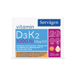 Sorvagen Vitamin D3K2 Takviye Edici Gıda 20 ml - 1