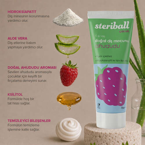 Steriball Doğal Diş Macunu 75 ml - Ahududu - 5