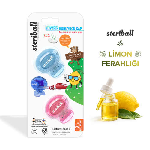 Steriball Kids Diş Fırçası Koruyucu Kap 2 li Paket - 1