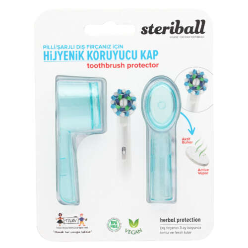 Steriball Pilli veya Şarjlı Diş Fırçaları İçin Hijyenik Diş Fırçası Kabı - Açık Mavi - Steriball