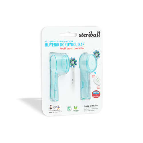 Steriball Pilli veya Şarjlı Diş Fırçaları İçin Hijyenik Diş Fırçası Kabı - Açık Mavi - Steriball