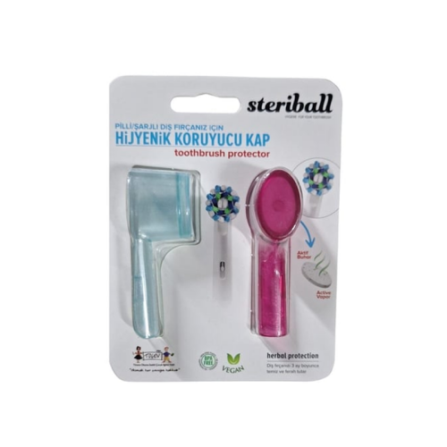 Steriball Pilli veya Şarjlı Diş Fırçaları İçin Hijyenik Diş Fırçası Kabı - Mavi ve Kırmızı - Steriball