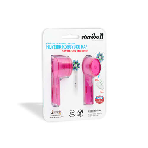 Steriball Pilli veya Şarjlı Diş Fırçaları İçin Hijyenik Diş Fırçası Kabı - Pembe - Steriball
