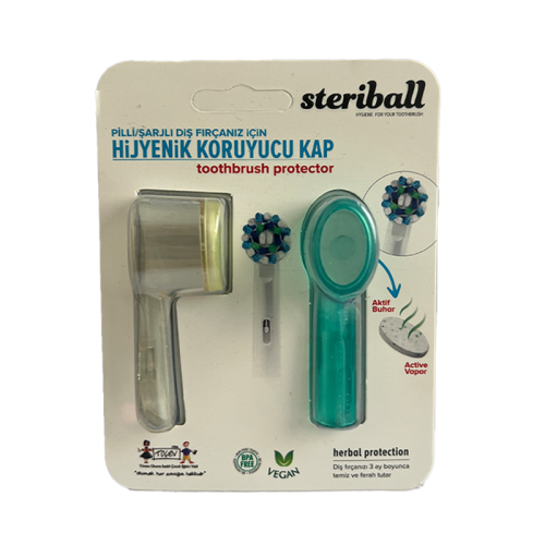 Steriball Pilli veya Şarjlı Diş Fırçaları İçin Hijyenik Diş Fırçası Kabı - Şeffaf ve Mavi - Steriball