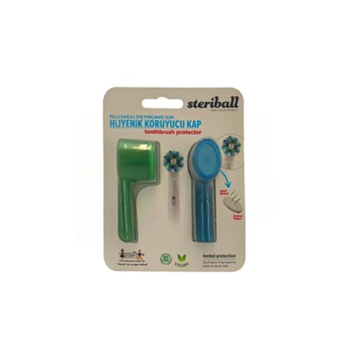 Steriball Pilli veya Şarjlı Diş Fırçaları İçin Hijyenik Diş Fırçası Kabı - Yeşil ve Mavi - Steriball