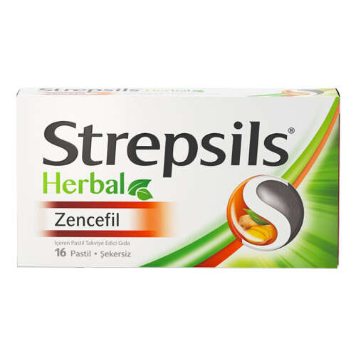 Strepsils Herbal Zencefil İçerikli Pastil Takviye Edici Gıda 16 Adet - Strepsils Herbal