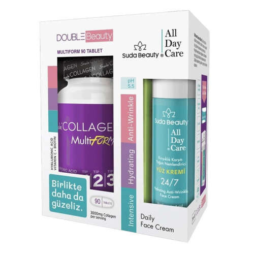 Suda Collagen Double Beauty Multiform 90 Tablet+ Daily Face Cream 50 ml - 1