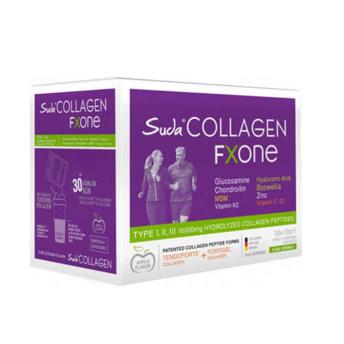 Suda Collagen Fxone Takviye Edici Gıda Elma Aromalı 30 x 13 gr - Toz Saşe - Suda Collagen