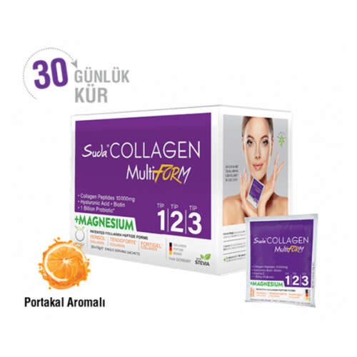 Suda Collagen Multiform+ Magnesium 30 x 15 gr - Portakal Aromalı - Suda Collagen