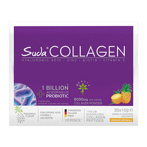 Suda Collagen Takviye Edici Gıda Ananas Aromalı 30 x 10 gr - Toz Saşe - Suda Collagen