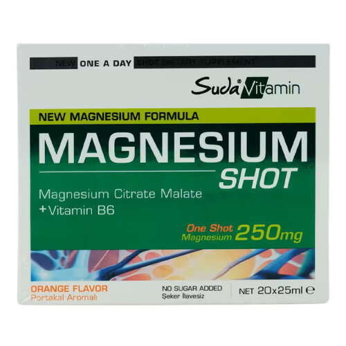 Suda Vitamin Magnesium Shot Portakal Aromalı 20 x 25ml - Suda Vitamin