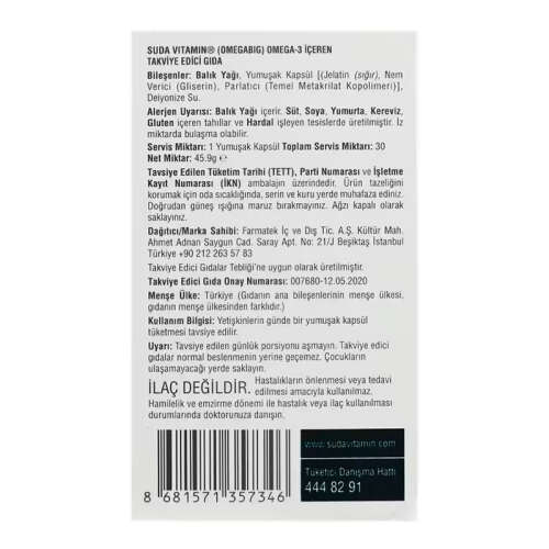 Suda Vitamin OmegaBig 30 Yumuşak Kapsül - 3