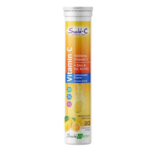 Suda Vitamin Suda-C Vitamin C Limonata Aromalı 20 Efervesan Tablet - 1