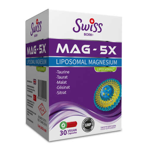 Swiss Bork MAG-5X Lipozomal Magnezyum 30 Vegan Kapsül - Swiss Bork