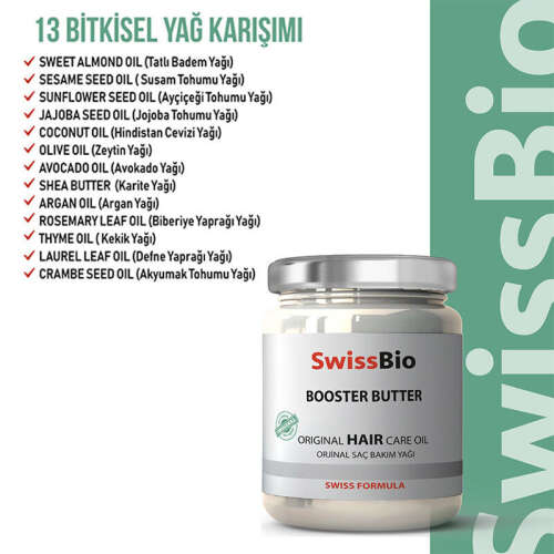 SwissBio Booster Butter Orijinal Saç Bakım Yağı 200 ml - 3