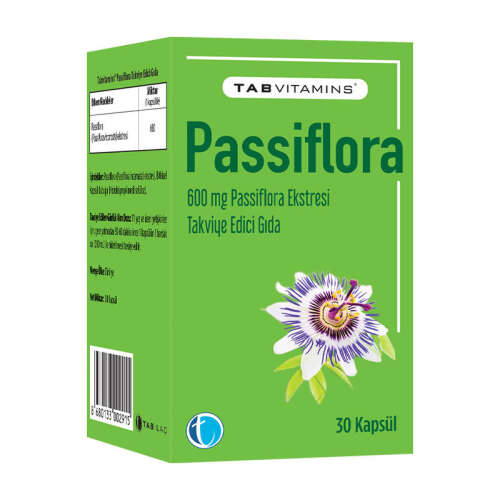 Tabvitamins Passiflora Ekstresi Takviye Edici Gıda 30 Kapsül - TAB İlaç Sanayi A.Ş