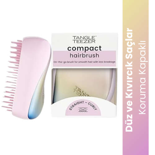 Tangle Teezer Compact Styler Matte Ombre Chrome Saç Fırçası - Düz ve Kıvırcık Saçlar İçin Çanta Boy Tarak - Tangle Teezer
